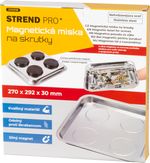 Tálka Strend Pro, csavarokhoz, mágneses, négyzet alakú, rozsdamentes acél, 270x292 mm