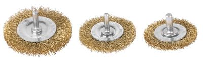 Circular Wire Brush Tigerlion C9003, 50-65-75 mm, crimped wire, 3-piece set, with shank