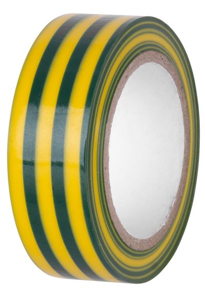 Electrical binding tape PVC, green/yellow, 19mm, L-10m