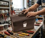 Bag Leather BE-30 K, electrician's, for tools, 31x22x15 cm