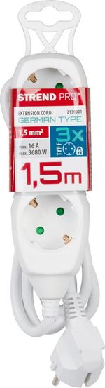Kábel Strend Pro DG-803B, SCHUKO aljzat, 1,50 m, 3 aljzat, HU, RO, SRB, CRO