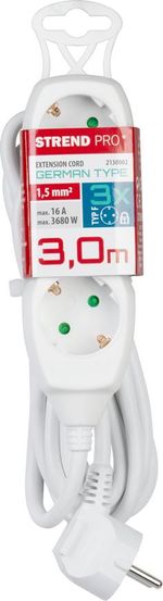 Cable GERMAN socket Strend Pro DG-803B 3,00 m, 3 sockets, HU, RO, SRB, CRO