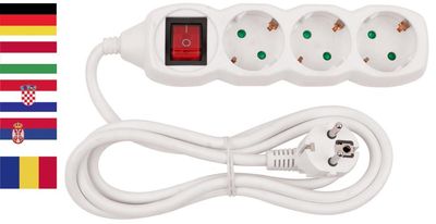 Cable Strend Pro DG-803BK, GERMAN socket, 3.00 m, 3 sockets, HU, RO, SRB, CRO, with switch