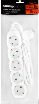 Kábel Strend Pro DG-805B, SCHUKO aljzat, 1,50 m, 5 aljzat, HU, RO, SRB, CRO