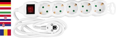 Cable Strend Pro DG-805BK, GERMAN socket, 1.50 m, 5 sockets, HU, RO, SRB, CRO, with switch