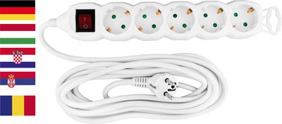 Cable GERMAN socket Strend Pro GER DG-805BK 5,00 m, 5 sockets, HU, RO, SRB, CRO + switch
