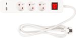 Kábel Strend Pro LG-FB603K, 1,4 m hosszúságú, hosszabbító, 3x aljzat + kapcsoló, USB