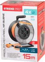 Kábel Strend Pro DG-FB04, hosszabbító, 15 m hosszúságú, dobon, 1,5 mm2 keresztmetszet