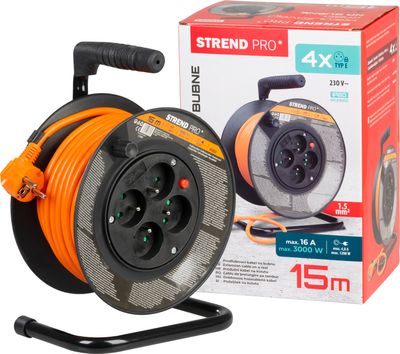Kabel Strend Pro DG-FB04, hosszabbito, 15 m, dobon, 1,5 mm2 keresztmetszet