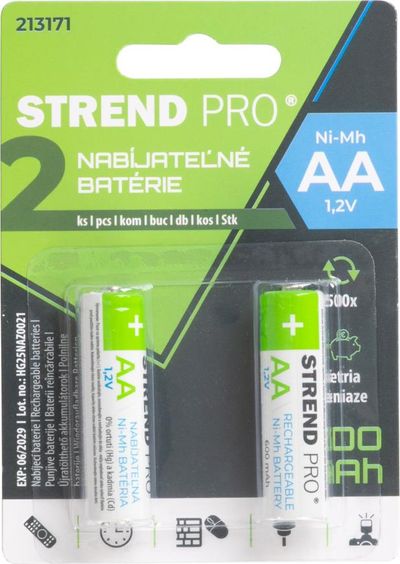 Strend Pro újratölthető elem, ceruza, AA, 600 mAh Ni-MH, csomag 2 db