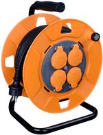 Kábel Strend Pro CR038, 4 konnektor, L-50 m, IP 44, gumi, hosszabbító, tömlőorsón