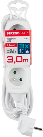 Kábel DG-F803B, 3 m hosszúságú, hosszabbító, fehér, 3x aljzat, new edition