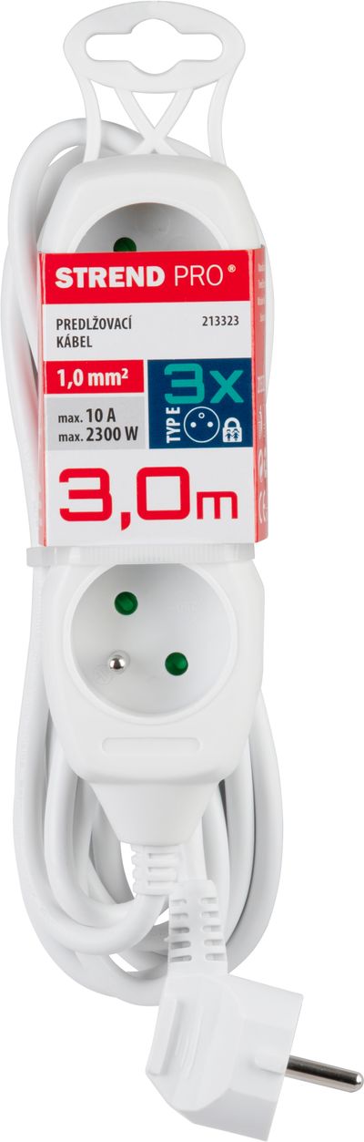 Kábel DG-F803B, 3,00 m, hosszabbító, 3 konnektor