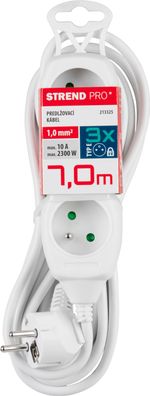 Cable DG-F803B, L-7 m, extension, white, 3x socket, new edition