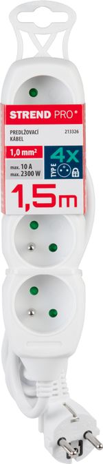 Kábel DG-F804B, 1,5 m hosszúságú, hosszabbító, fehér, 4x aljzat, new edition