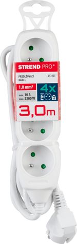 Kábel DG-F804B L-3 m, predlžovací, biely, 4x zásuvka, new edition