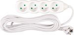 Cable DG-F804B, L-5 m, extension, white, 4x socket, new edition