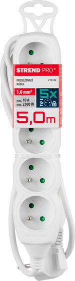 Kábel DG-F805B, 5,00 m, hosszabbító, 5 konnektor