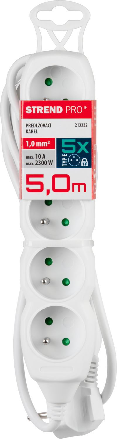 Kábel DG-F805B, 5,00 m, hosszabbító, 5 konnektor