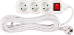 Cable DG-F803BK, L-5 m, extension, white, 3x socket + switch, new edition