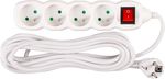 Cable DG-F804BK, L-5 m, extension, white, 4x socket + switch, new edition