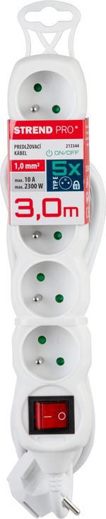 Electric extension cabel DG-F805BK 3 m 5 socket + switch