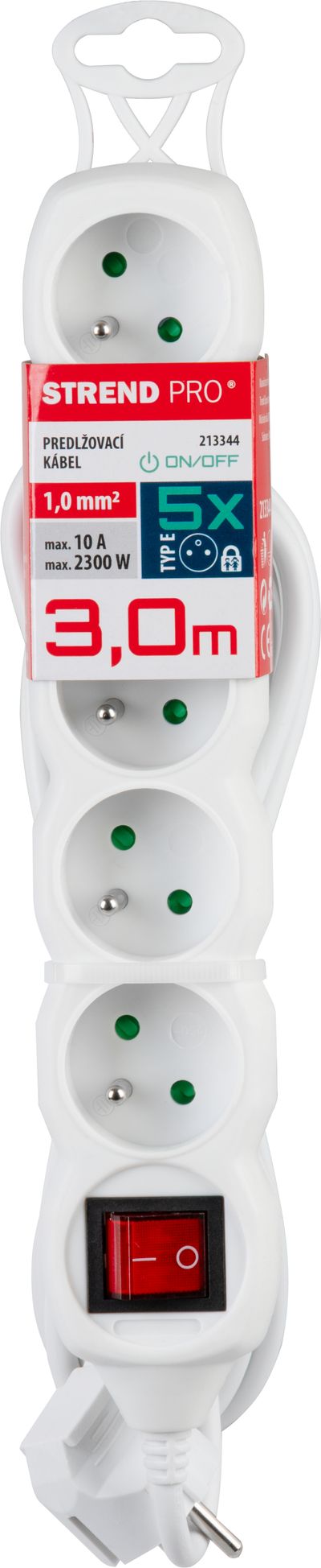 Electric extension cabel DG-F805BK 3 m 5 socket + switch