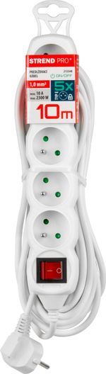 Electric extension cabel DG-F805BK 10 m 5 socket + switch