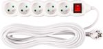 Cable DG-F805BK, L-10 m, extension, white, 5x socket + switch, new edition