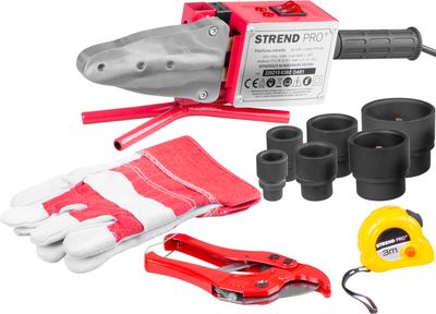 Welding machine Strend Pro PPR 63B, polyfusion, 1500 W, 20-63 mm, for plastic tubes, 14 parts