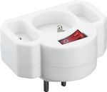 Socket Strend Pro, splitter, white, 1x 2P + PE + 2x 2P, with switch