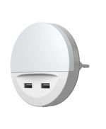 Svietidlo LEDVANCE LUNETTA® USB, LED do zásuvky, 2x USB nabíjací port, 3lm, 3000K, senzor deň-noc