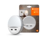Light LEDVANCE LUNETTA® USB, LED plug-in, 2x USB charging port, 3lm, 3000K, day-night sensor