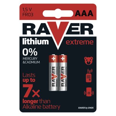 Battery RAVER FR03, lithium battery, 2 pcs, AAA