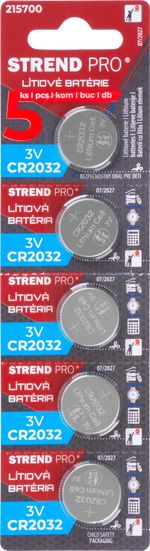 Batéria Strend Pro, Li-MnO2, 5 ks, CR2032