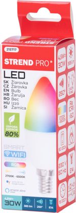 Izzó Strend Pro Smart, wifi, színváltós RGB, 5 W, E14
