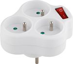 Socket Strend Pro, splitter, white, 3x 16 A, with switch