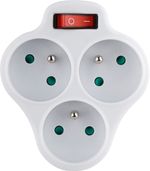 Socket Strend Pro, splitter, white, 3x 16 A, with switch