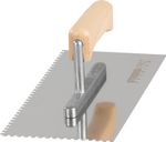 Trowel Strend Pro Premium, HardWood, wooden handle, 270x130 mm, e4 mm, 0.7 mm, stainless steel
