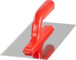 Trowel Strend Pro Premium, REDhand, plastic handle, 270x130 mm, 4 mm notch, 0.7 mm, stainless steel