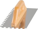 Trowel Strend Pro Premium, HardWood, wooden handle, 270x130 mm, e10 mm, 0.7 mm, stainless steel