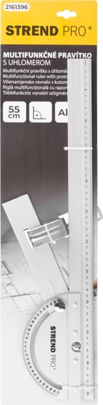 Vonalzó Strend Pro FSC-02, 550 mm, multifunkcionális, szögmérővel, Alu