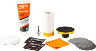 Strend Pro set, for renovating headlights, cleaning, polishing, 14-piece