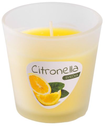 Gyertya Citronella CG144, rovarriasztó, üvegpohárban, 80 g, 80x70 mm
