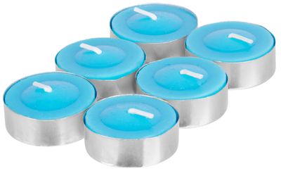 Candle Citronella C-151, tea, blue, pack 6 pcs