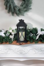 Lampáš MagicHome Vianoce, LED teplá biela, 3xAAA, plast, časovač, čierny, 14x14x32.2 cm, pohyblivý plameň