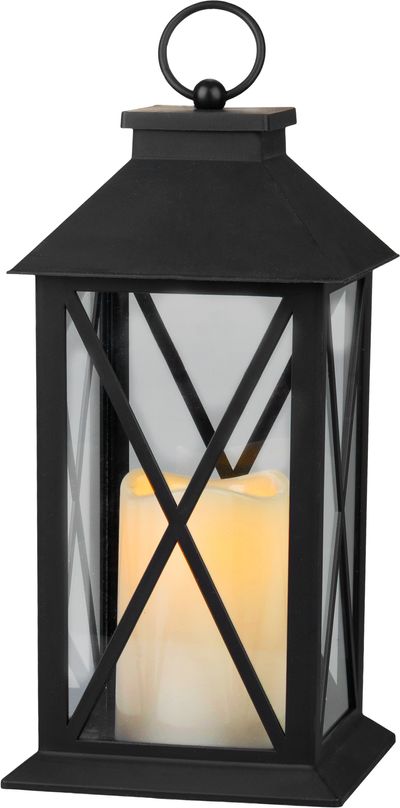 Lantern MagicHome Christmas, black, plastic, 14 x 14 x 32.2 cm, battery operated