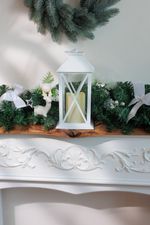 Lampáš MagicHome Vianoce, LED teplá biela, 3xAAA, plast, časovač, biely, 14x14x32.2 cm, pohyblivý plameň