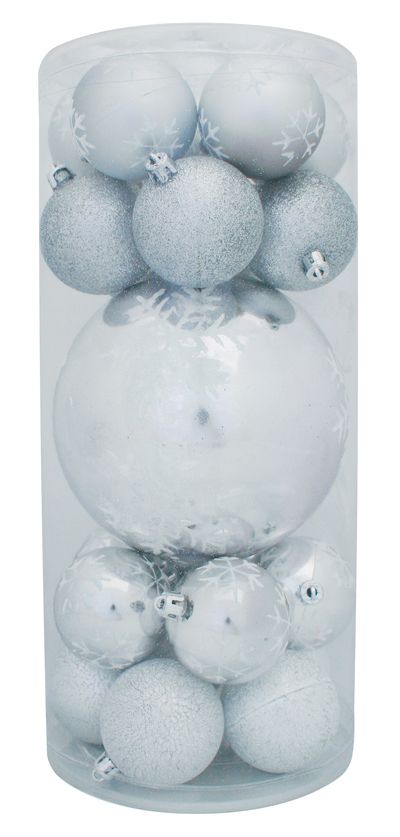 Decorations Xmas N4 6020, 20 pcs + Ball, M02 strieborná