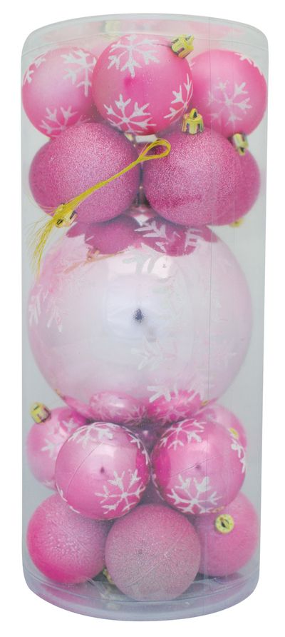 Decorations Xmas N4 6020, 20 pcs + Ball, M08 pink
